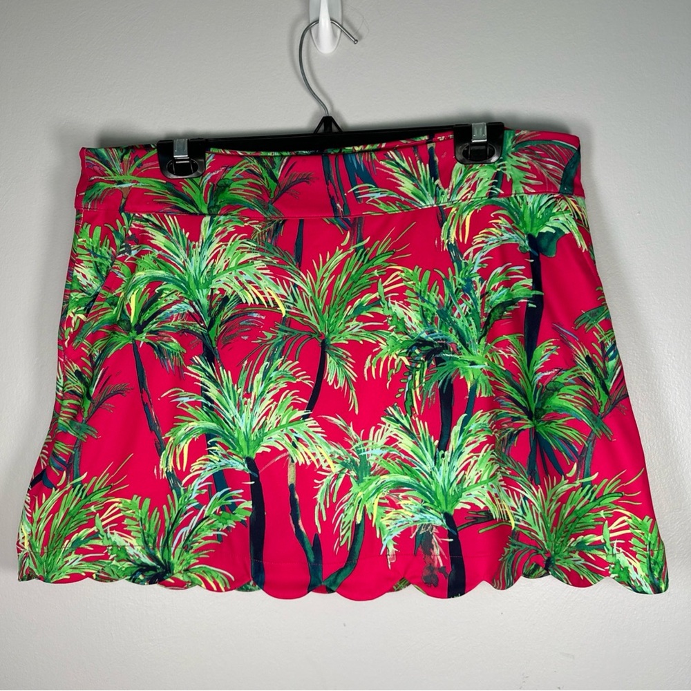 Lillie Green Tropical Palm Print Skort Pull On Golf Tennis Pickleball